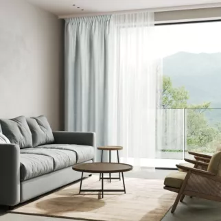 Zasłona srebrna z welwetowego blackoutu 130x250 cm taśma marszcząca