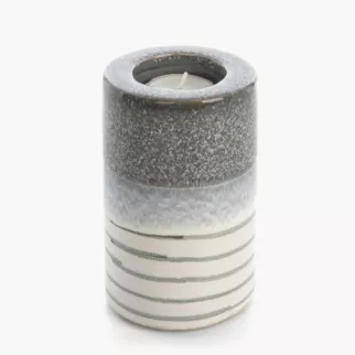 Świecznik dekoracyjny biało, popielaty 9x13 cm VIKI