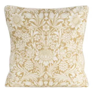 Poszewka na poduszkę 50x50 cm bawełniana z dodatkiem lnu żółto, kremowa zdobiona nadrukiem roślinnym  LEN