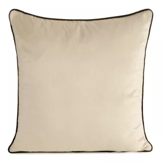 Poszewka na poduszkę 60x60 cm welwetowa kolor beżowy o delikatnym połysku z ozdobną lamówką GAJA 2