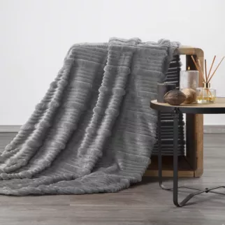 Koc 150x200 cm srebrny, typu flano z wzorem 3D NINA