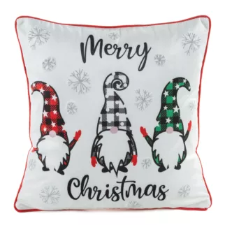 Poszewka na poduszkę 45x45 cm welwetowa świąteczna biało czerwona zdobiona uroczym nadrukiem GERDA
