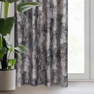 Zasłona welwetowa brązowo, szara zdobiona nadrukiem przecieranym 140x250 cm przelotka - ESTER