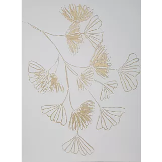 Obraz ręcznie malowany na płótnie złote liście miłorzebu