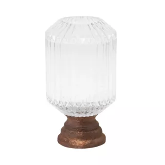 Świecznik dekoracyjny GRACE ze szkła i drewna