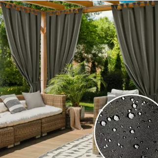 Zasłona grafitowa z wodoodpornej tkaniny idealna do ogrodu i na taras 155x240 cm szelki/rzep - GARDEN