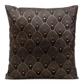 Poszewka na poduszkę 40x40 cm czarna ze złotym nadrukiem w stylu art deco AGNES DESIGN 91