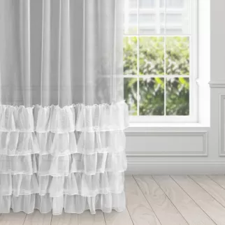Firana biała z tkaniny aden z pięcioma falbanami 140x270 cm taśma CHARLOTTE 3