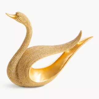 Figurka złota w kształcie łabędzia o drobnym strukturalnym wzorze 18x6x15 cm ELDO 2