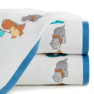 Ręcznik BABY z haftowaną aplikacją z kolorowymi dinozaurami