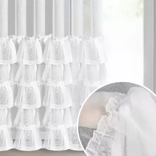 Firana biała z markizety z pięcioma falbanami 140x270 cm taśma CHARLOTTE 2