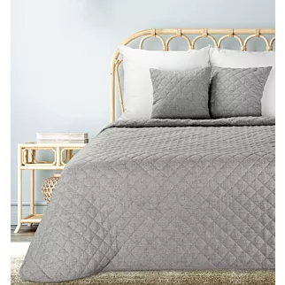 Narzuta o strukturze lnu stalowa 220x240 cm pikowana metodą hot press LEN 1 Eurofirany Premium