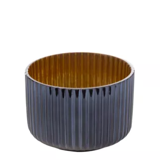 Świecznik ze szkła artystycznego granatowo-złoty