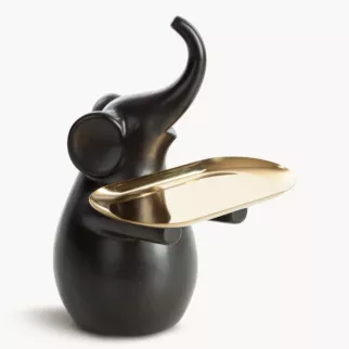 Figurka dekoracyjna słoń z złotą paterką