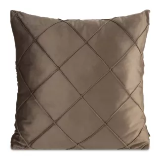 Poszewka na poduszkę 45x45 cm welwetowa jasnobrązowa z geometrycznym przeszywanym wzorem NALA Eurofirany Premium