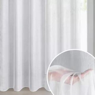 Firana biała o strukturze drobnego deszczyku wzór pionowy 400x250 cm taśma REBECCA