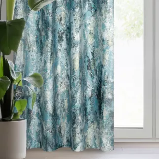 Zasłona welwetowa turkusowa z efektem błyszczącej przecierki 140x250 cm przelotka - MALIA