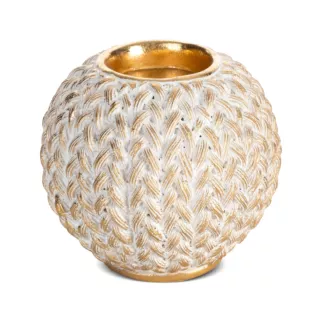 Świecznik dekoracyjny MOLI zdobiony wzorem plecionego sweterka