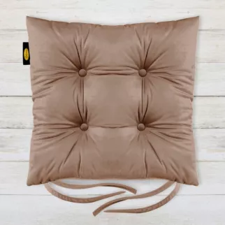 Poduszka na krzesło dwustronna 40 x 40 x 8 cm welwetowa jasnoróżowa