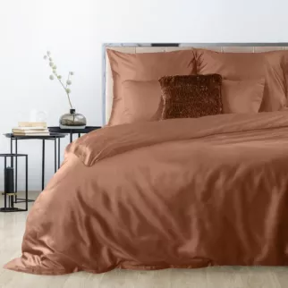 Pościel 140x200 cm komplet 2 częściowy bawełniany kolor ceglasty Nova 3