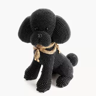 Figurka czarno-złota pies  o drobnym strukturalnym wzorze 15x10x19 cm ELDO