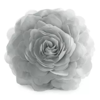 Okrągła poszewka o średnicy 40 cm srebrna z ozdobnym kwiatem 3D FLORES 6