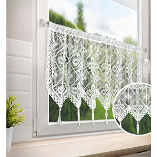 Zazdrostka ażurowa w stylu boho z ozdobnymi chwostami 150x60 cm tunel MARTHA