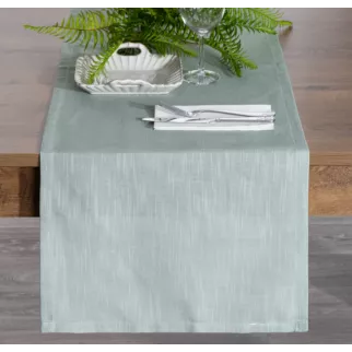 Bieżnik na stół naturalno, zielony 40x140 cm SUMMER 7 z gładkiej i miękkiej tkaniny