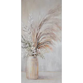 Obraz ręcznie malowany na płótnie bukiet kwiatów z trawą pampasową