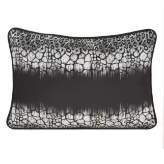 Poduszka 30x45 cm welwetowa czarno, biała z designerskim nadrukiem i wypustką na brzegach  EVA 17 C EVA MINGE