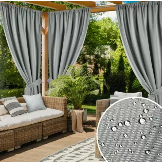 Zasłona srebrna z wodoodpornej tkaniny idealna do ogrodu i na taras 155x200 cm tunel - GARDEN