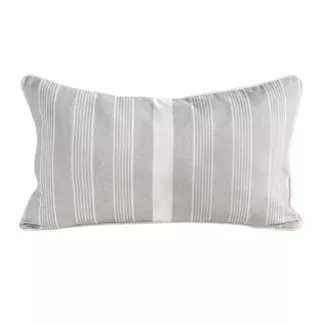 Poszewka na poduszkę 30x50 cm bawełniana z dodatkiem lnu beżowo, stalowa zdobiona subtelnym nadrukiem pasów  LEN