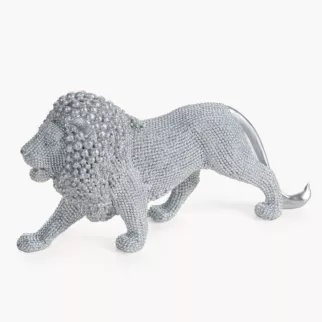 Figurka srebrna w kształcie Lwa o drobnym strukturalnym wzorze 23x6x12 cm ELDO 1