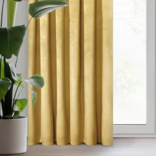 Zasłona welwetowa musztardowa gładka 140x300 cm taśma - PIERRE