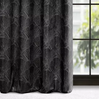 Zasłona welwetowa czarno, szampańska z motywem roślinnym 140x250 cm przelotka - GOJA - Pierre Cardin