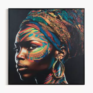 Obraz drukowany na płótnie portret tajemniczej kobiety z kolorowym turbanem