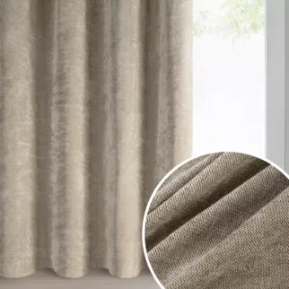 Zasłona beżowa o szenilowej strukturze 140x250 cm przelotka - NESKA