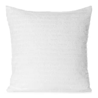 Poszewka na poduszkę 45x45 cm z tkaniny szyfonowej kolor biały zdobiona moherową nicią REINA Eva Minge