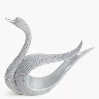 Figurka srebrna w kształcie łabędzia o drobnym strukturalnym wzorze 18x6x15 cm ELDO 1