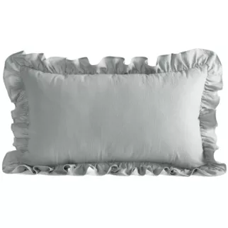 Poszewka na poduszkę 30x50 cm bawełniana z ozdobną falbanką srebrna