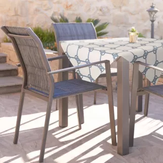 Obrus na stół biało, garantowy 85x85 cm wodoodporny GARDEN na taras oraz balkon w stylu marynistycznym