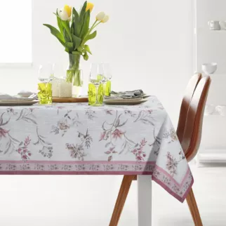 Obrus naturalno, beżowy 140x220 cm SUMMER 6 zdobiony nadrukiem kwiatów