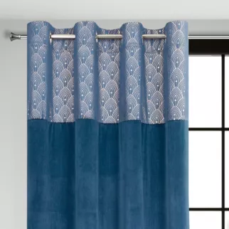 Zasłona granatowa z aplikacją z błyszczącego welwetu 140x250 cm przelotka - AGNES - Design 91