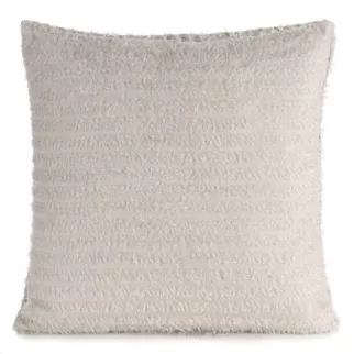 Poszewka na poduszkę 45x45 cm z tkaniny szyfonowej kolor beżowy zdobiona moherową nicią REINA Eva Minge