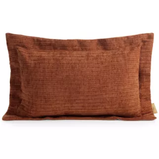 Poszewka na poduszkę  40x60 cm z szenilowej tkaniny ceglasta w drobne prążki Eva Minge Elegante
