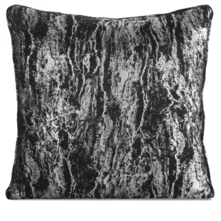 Poszewka na poduszkę 45x45 cm czarno, srebrna z przecieranym błyszczącym nadrukiem ELISE