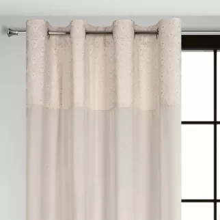 Zasłona kremowa z aplikacją z błyszczącego welwetu 140x250 cm przelotka - AGNES - Design 91