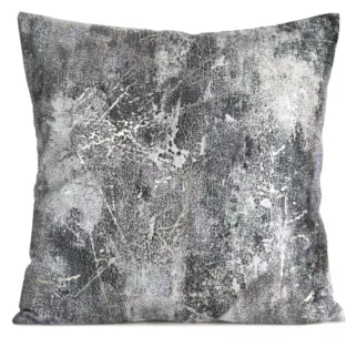 Poszewka na poduszkę 45x45 cm welwetowa szara zdobiona metalicznym wzorem ESTER
