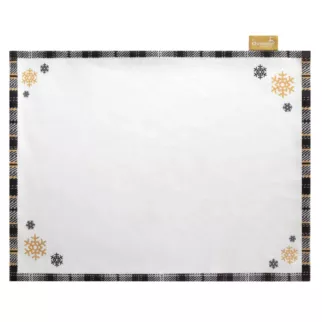 Komplet podkładek 4 szt 30x40 cm biały welwetowy ANGEL z motywem świątecznym