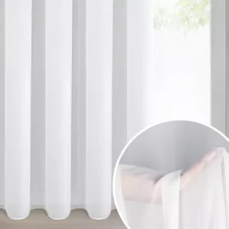 Firana biała z gładkiej matowej tkaniny szyfonowej 140x270 cm - taśma DALIA